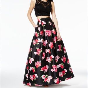 B Darlin Juniors' Floral Printed-Skirt Gown, Created for Macy's, sz 11/12